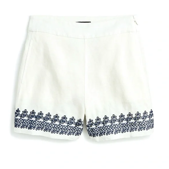 J. Crew Embroidered-trim line shorts size 0 - Picture 1 of 11